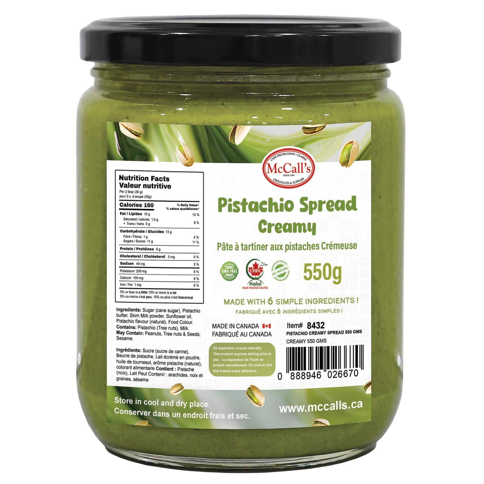 CREAMY PISTACHIO SPREAD 550 G 