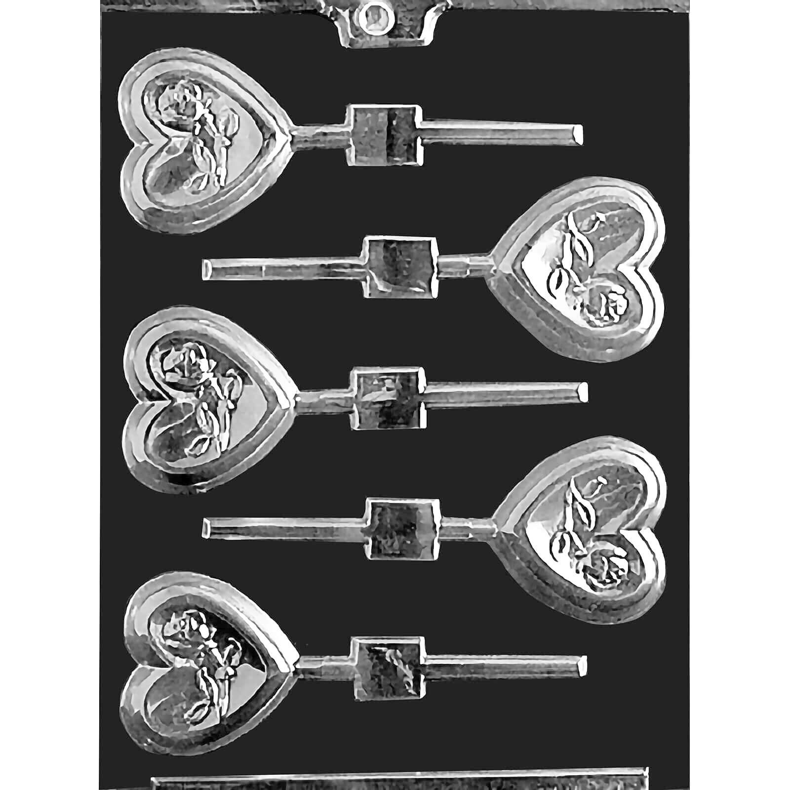 MOLD - HEART WITH ROSES LOLLY 1 3/4" X 2" X 1/4" (5)