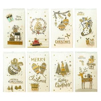 CHRISTMAS CARDS - 8 ASSORTED DESGINS IN GOLD COLOR THEME