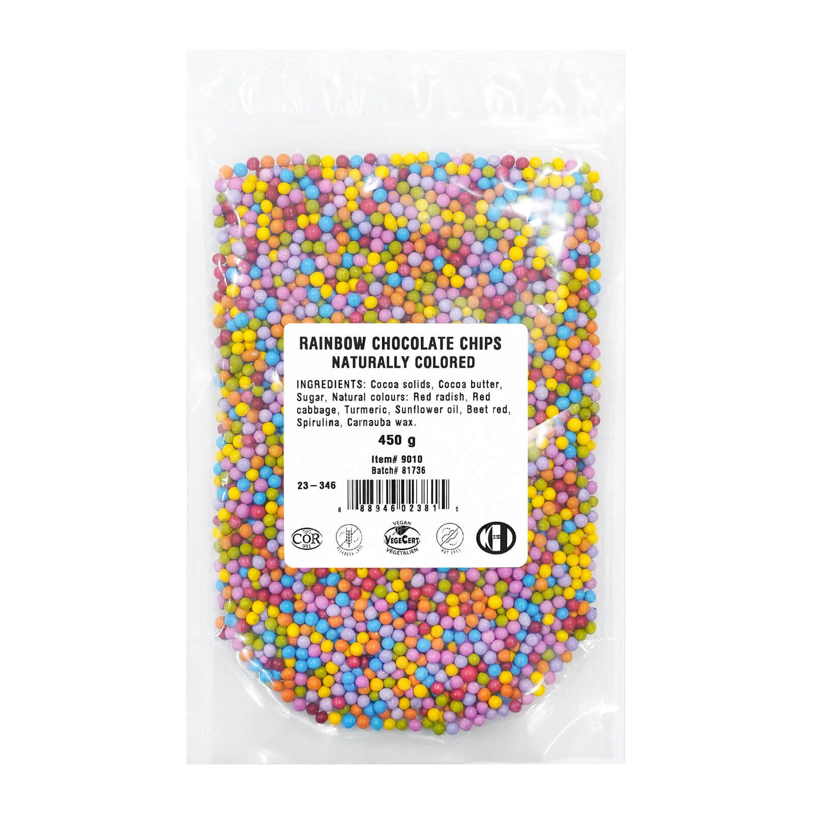 NATURAL COLOR RAINBOW CHOCOLATE CHIPS 450 G