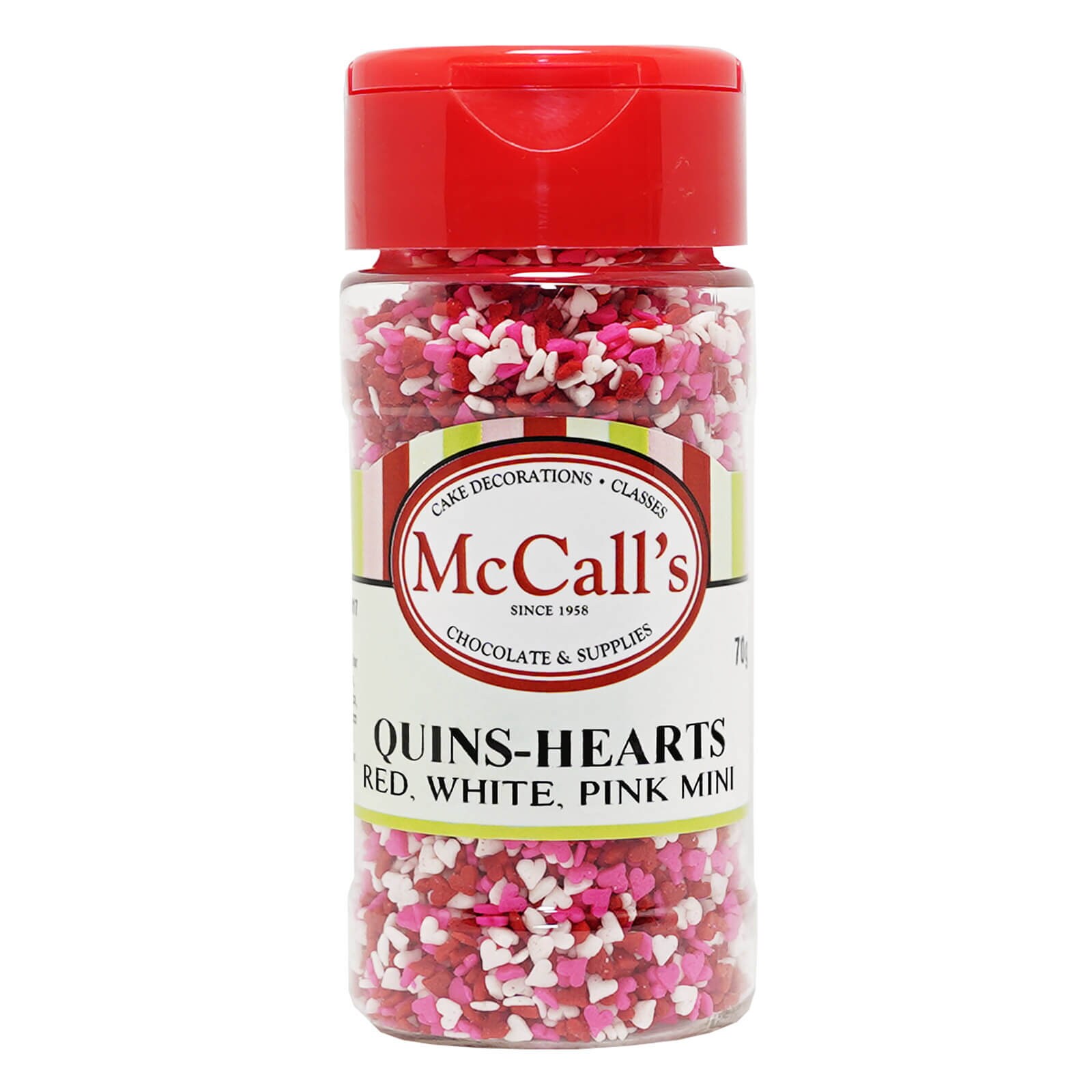 QUINS MINI HEARTS RED, WHITE & PINK 70 G