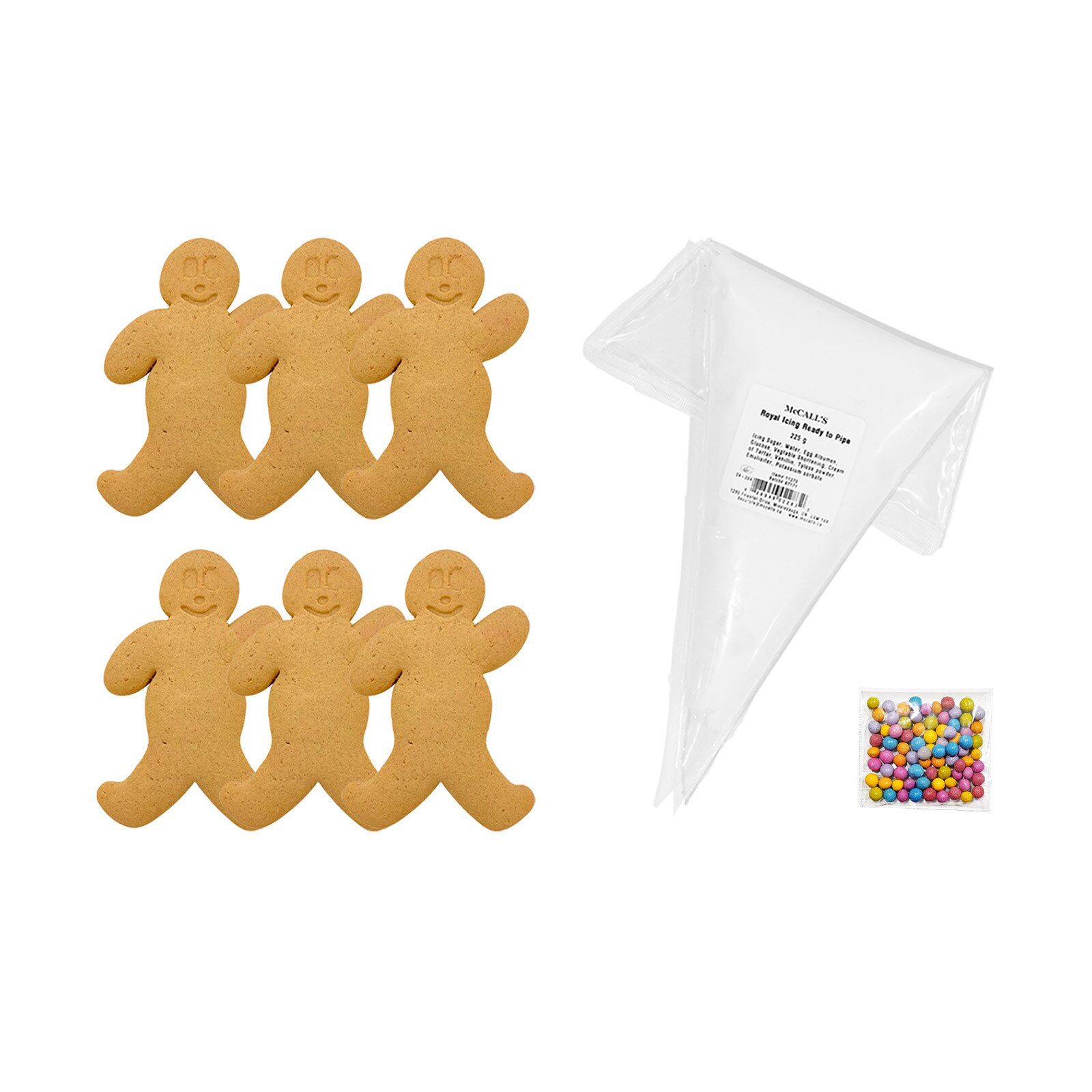 GINGERBREAD MEN DECORATING COOKIE KIT  8 PIECES