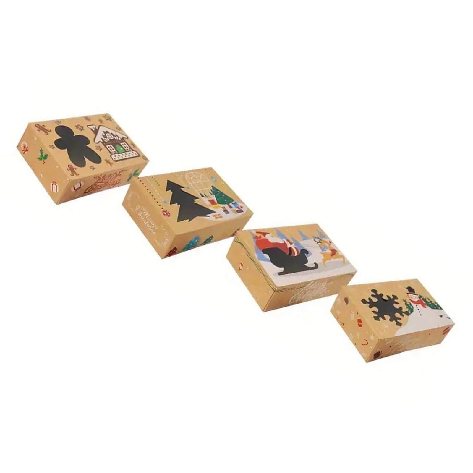 CHRISTMAS KRAFT BOX W/ TAG ASSORTED 22X15X7CM 4 PCS