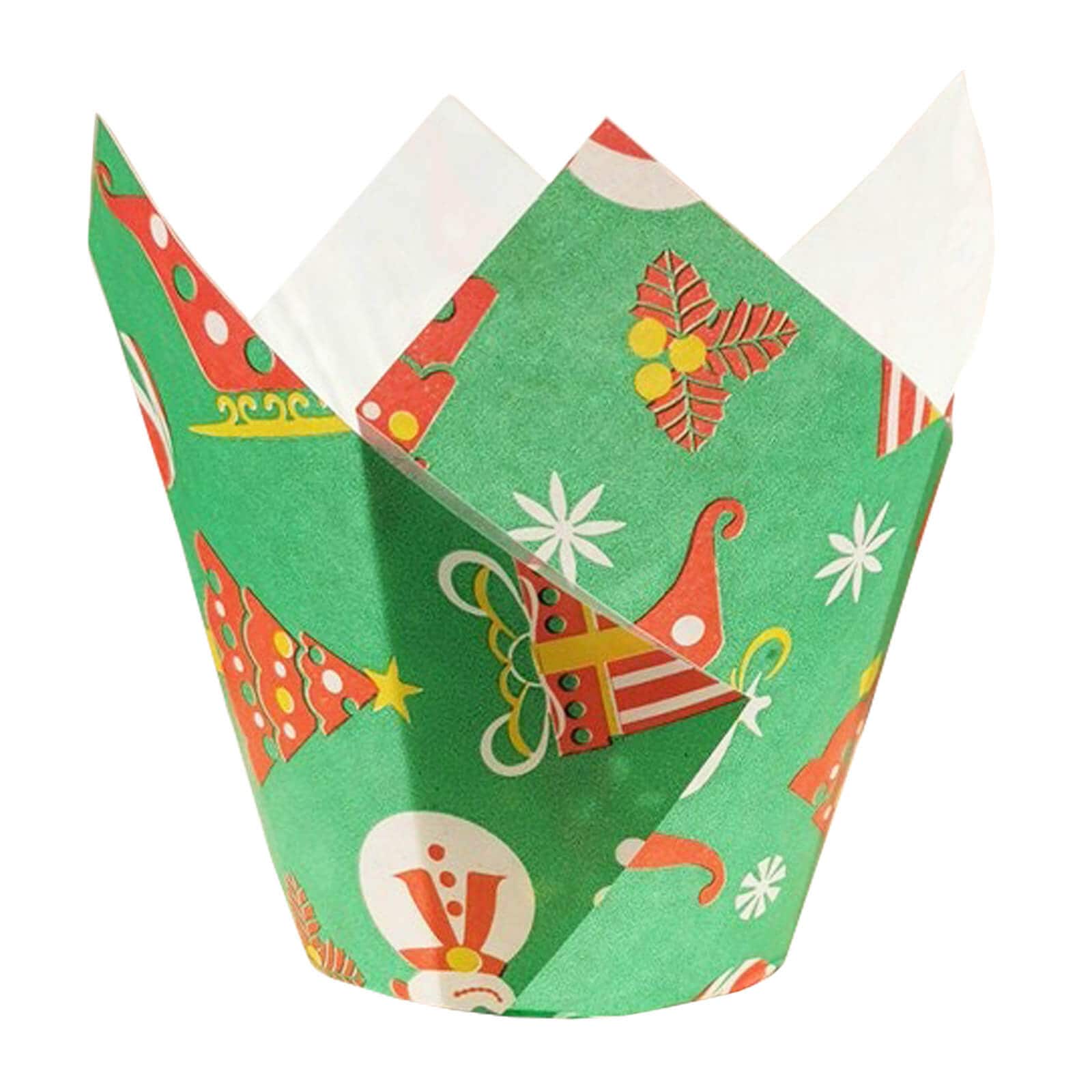 CHRISTMAS TULIP STD CUPS - GREEN 200 PCS