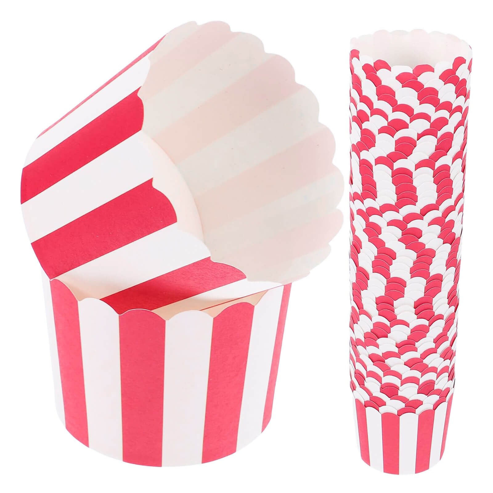CUPS FOR CUPCAKES - RED & WHITE STRIPED 50 PCS