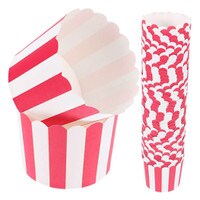 CUPS FOR CUPCAKES - RED & WHITE STRIPED 50 PCS