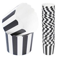 CUPS FOR CUPCAKES - BLACK & WHITE STRIPED 50 PCS