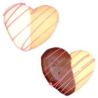 HEART SHORTBREAD COOKIES 1/2 DIPPED IN CHOCOLATE 3" - 24 / BOX