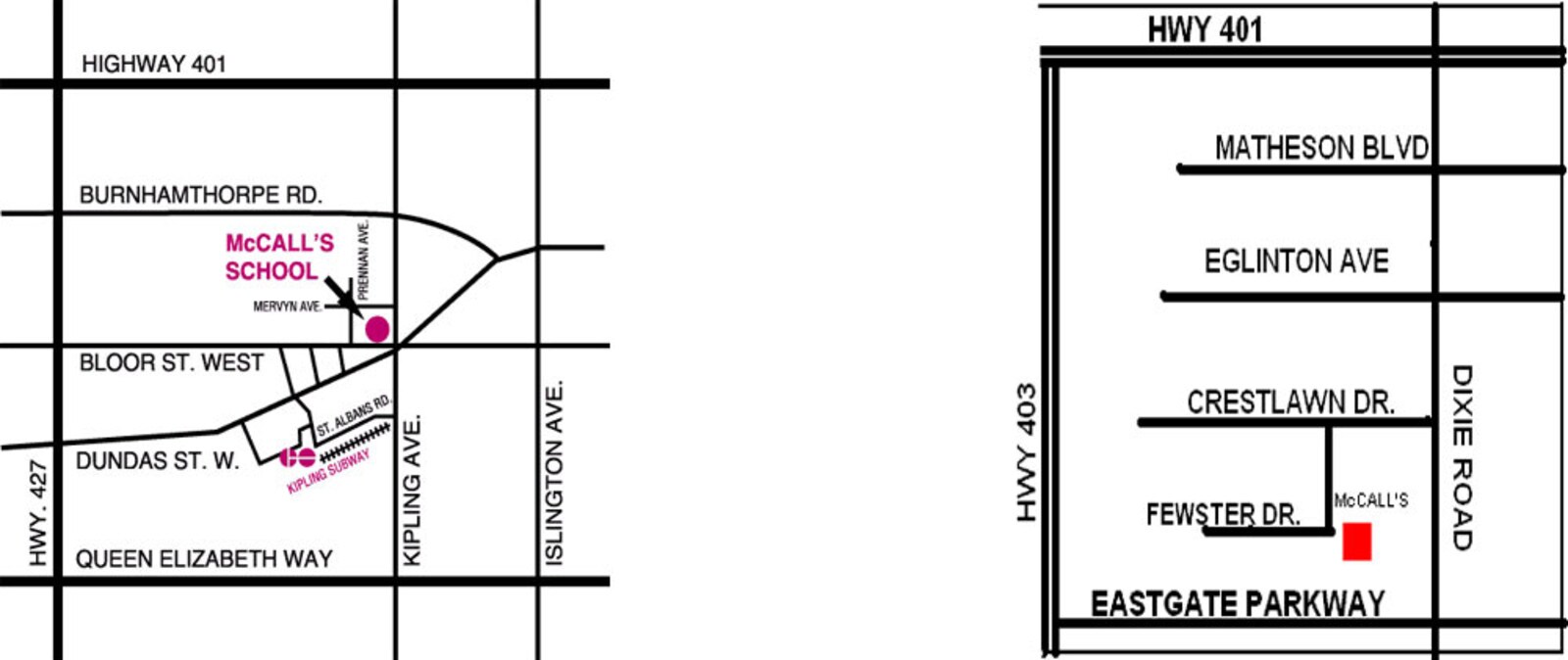 MAP - MCCALLS LOCATIONS